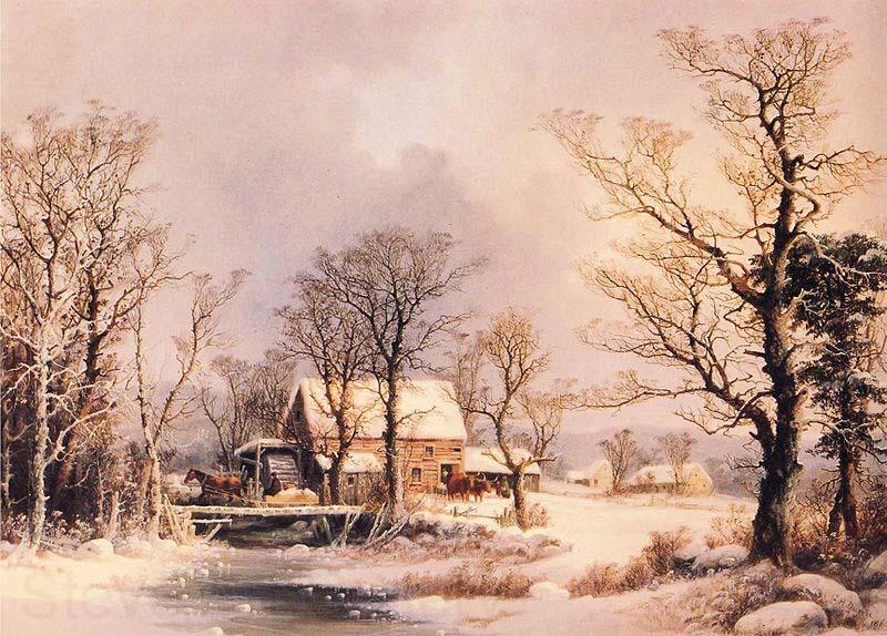 George Henry Durrie Winter in the Country, The Old Grist Mill Spain oil painting art
